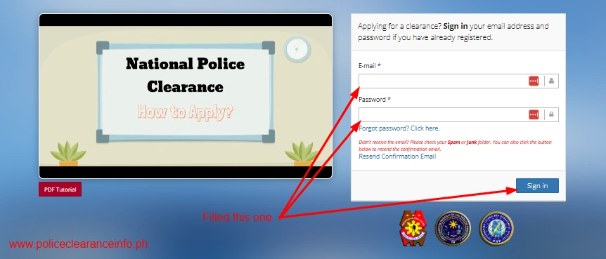 Sign In and Apply for National Police Clearance Online