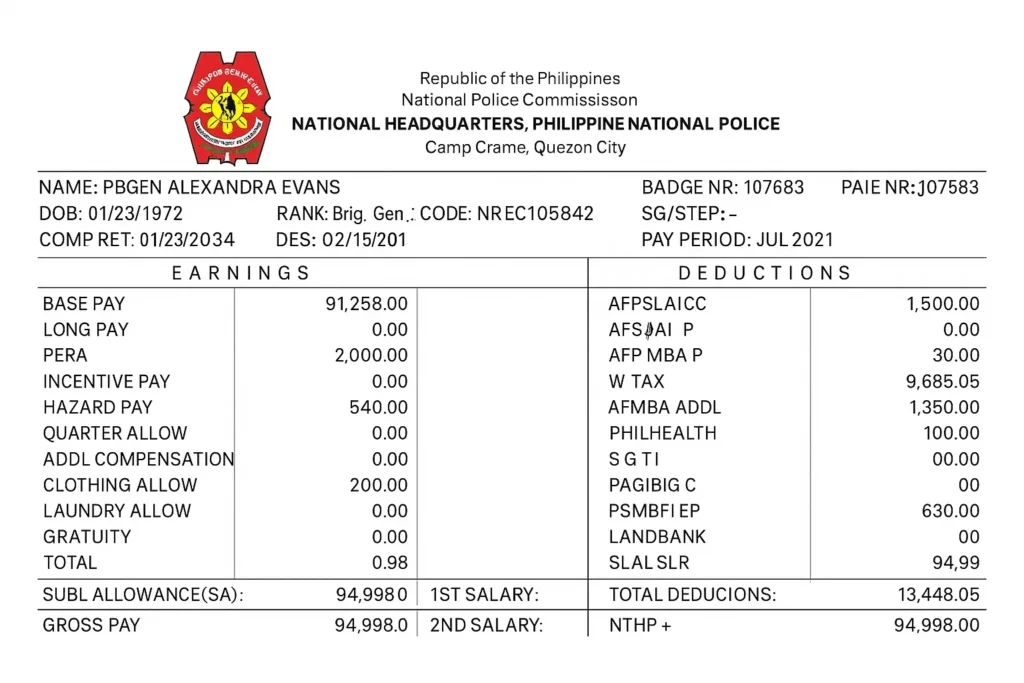 PNP Payslip Format