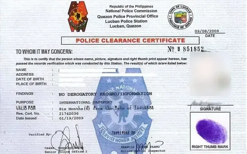 Police Clearance Certificate
