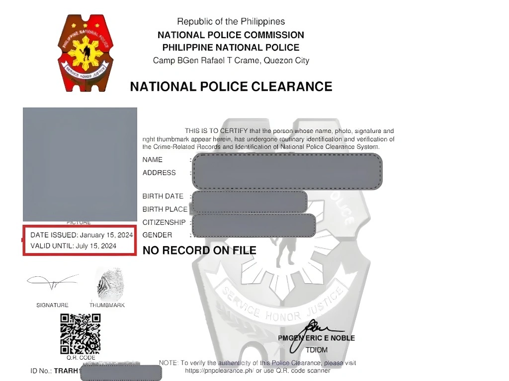 Police Clearance Format