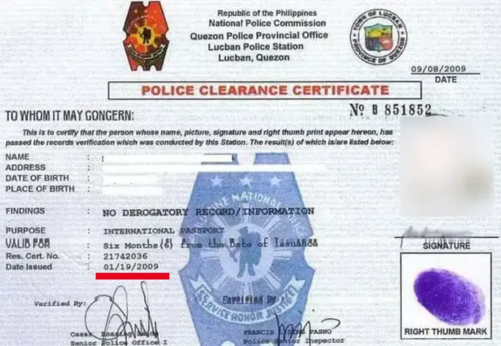 Check Police Clearance Validity