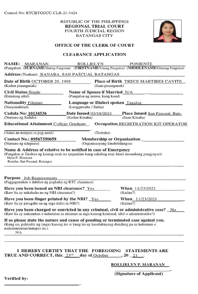 Sample Format of RTC Clearance Request Letter